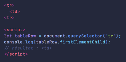 Utilisation de firstElementChild